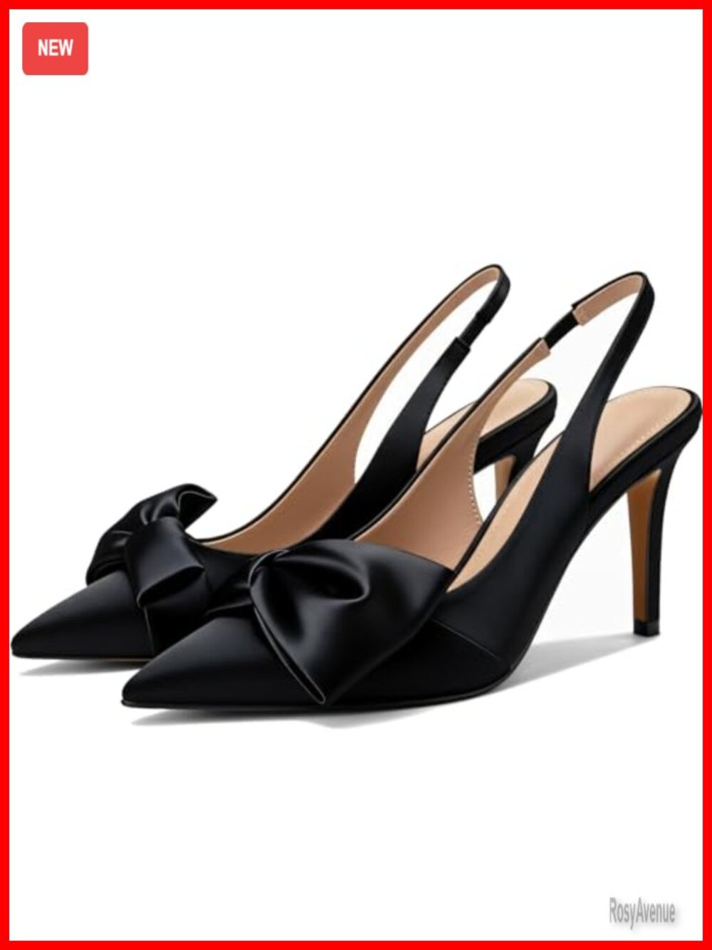 Women's Slingback Stiletto Heels Pointed Toe Bow-Detail Pumps
